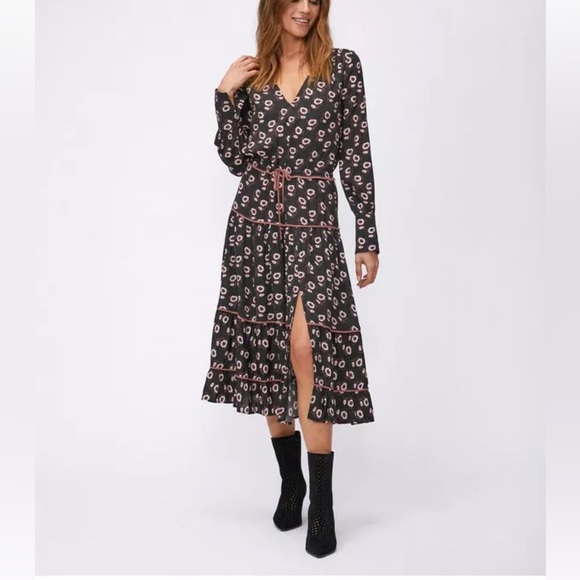PAIGE • Christine Midi Dress Black/Ecru - Picture 1 of 16